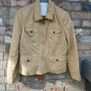 Vtg. 90's Evan Picone Taupe/Beige Sleek Light Suedelike Fitted CrJacket/Blazer